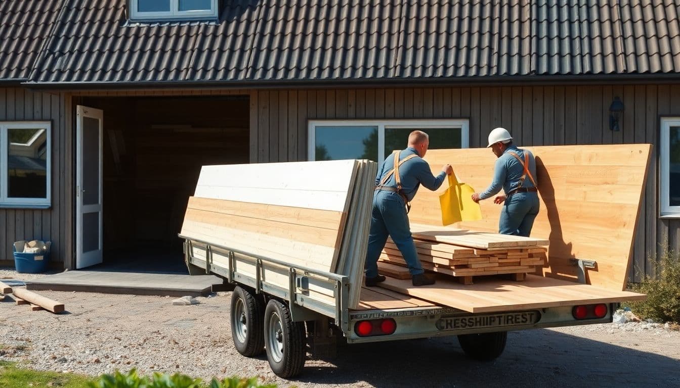 Afhentning af overskydende byggematerialer i Slagelse