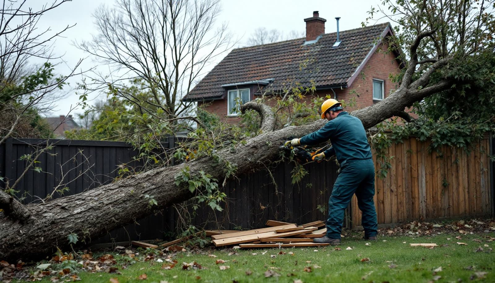 Oprydning efter storm - væltet, knækket og ødelagt fjernes i Græsted